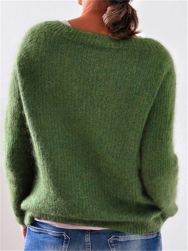 Cozy Knitted Green Jumper for Women