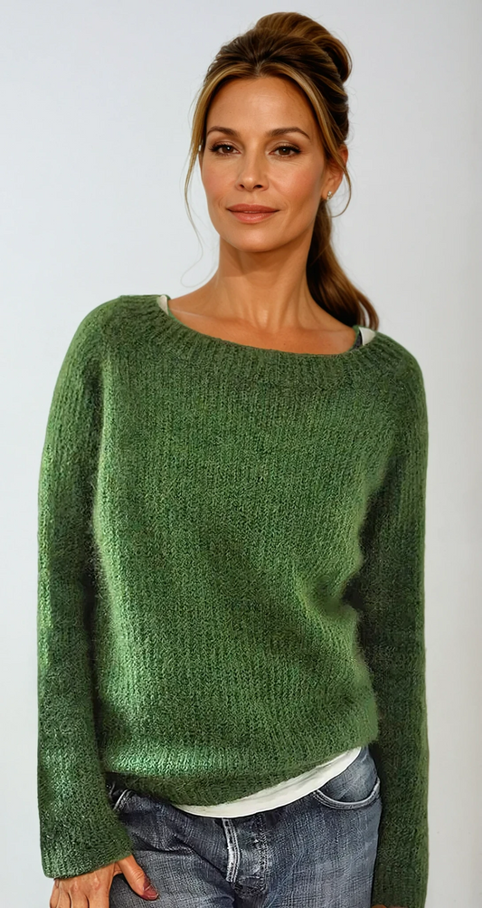 Cozy Knitted Green Jumper for Women