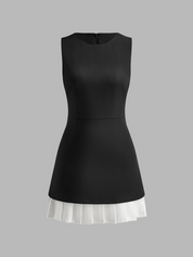 Two-Tone Pleated Mini Dress