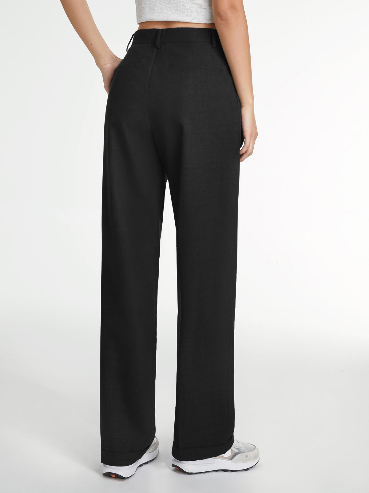 High-Waisted Straight-Leg Pants with Structured Fit