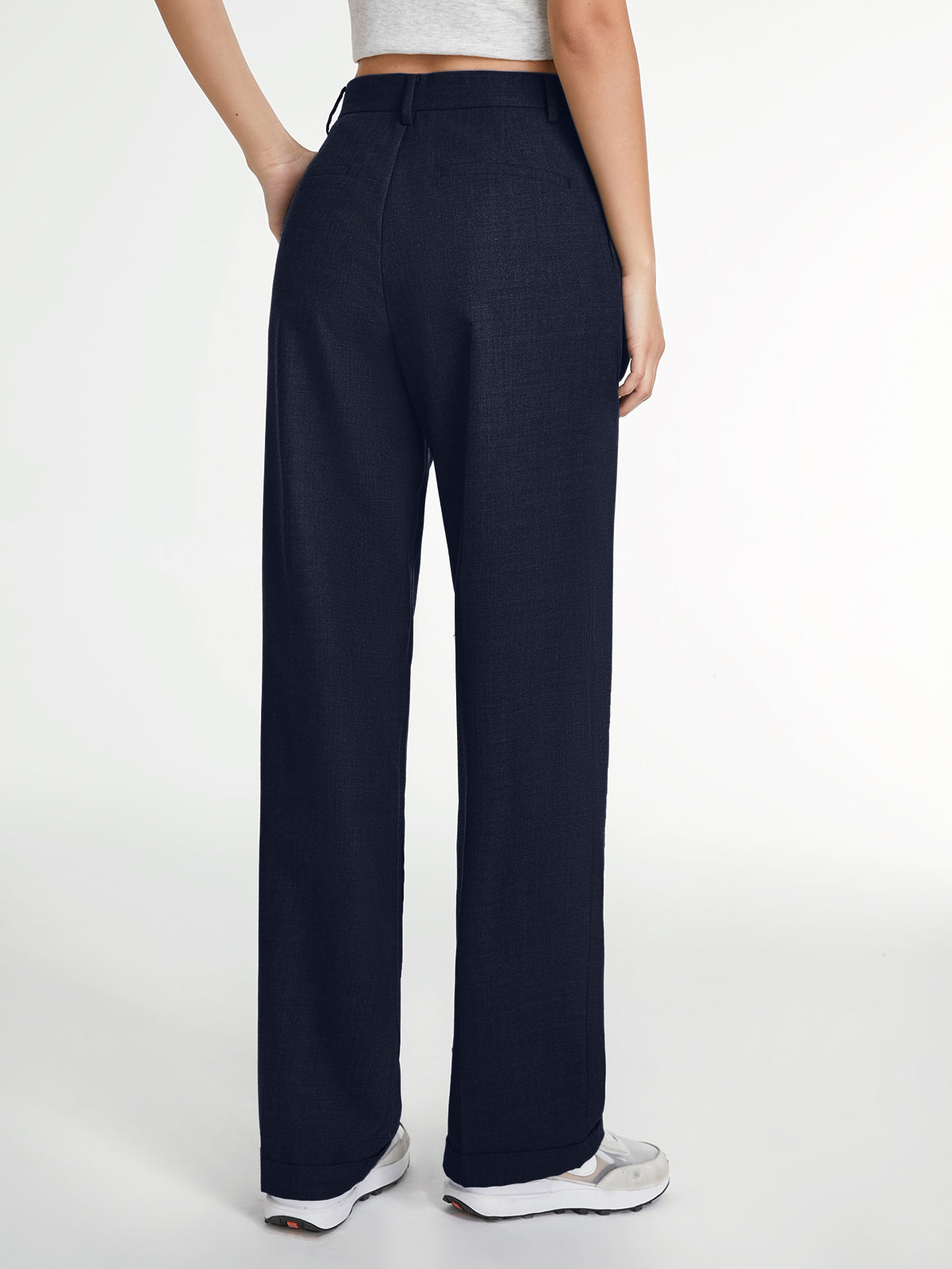 High-Waisted Straight-Leg Pants with Structured Fit