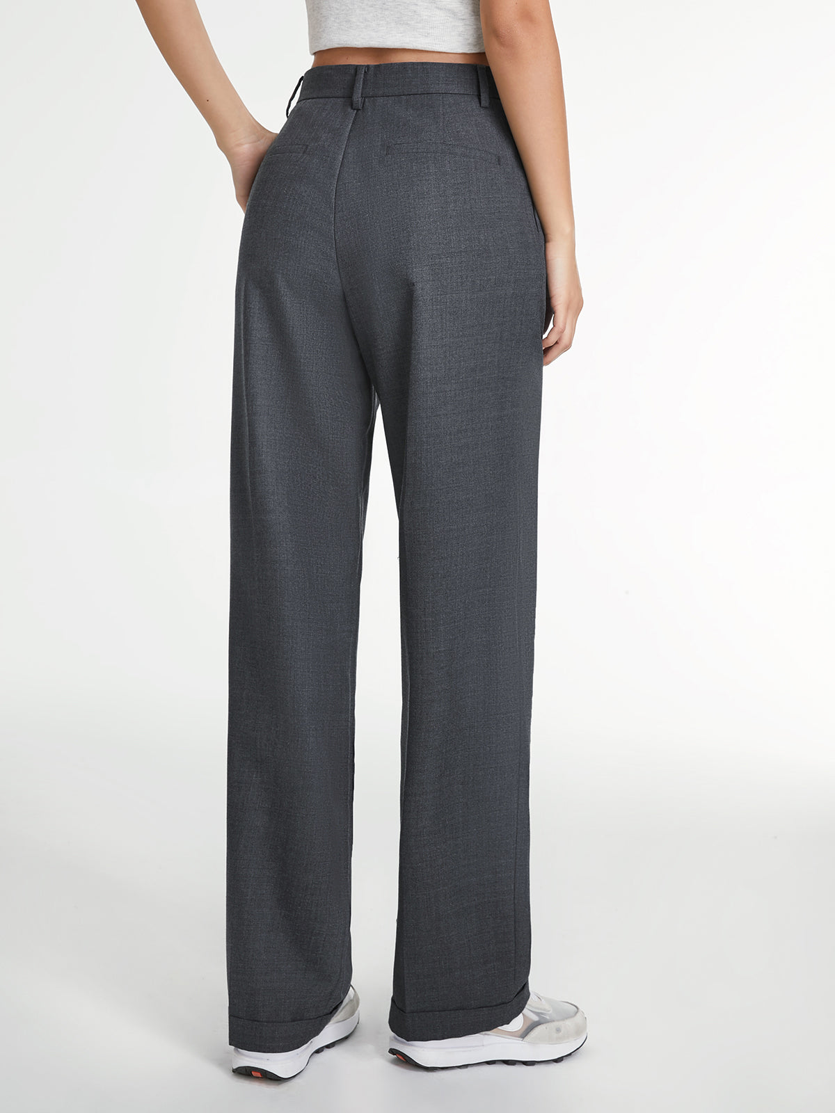 High-Waisted Straight-Leg Pants with Structured Fit