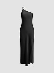 One Shoulder Satin Maxi Dress