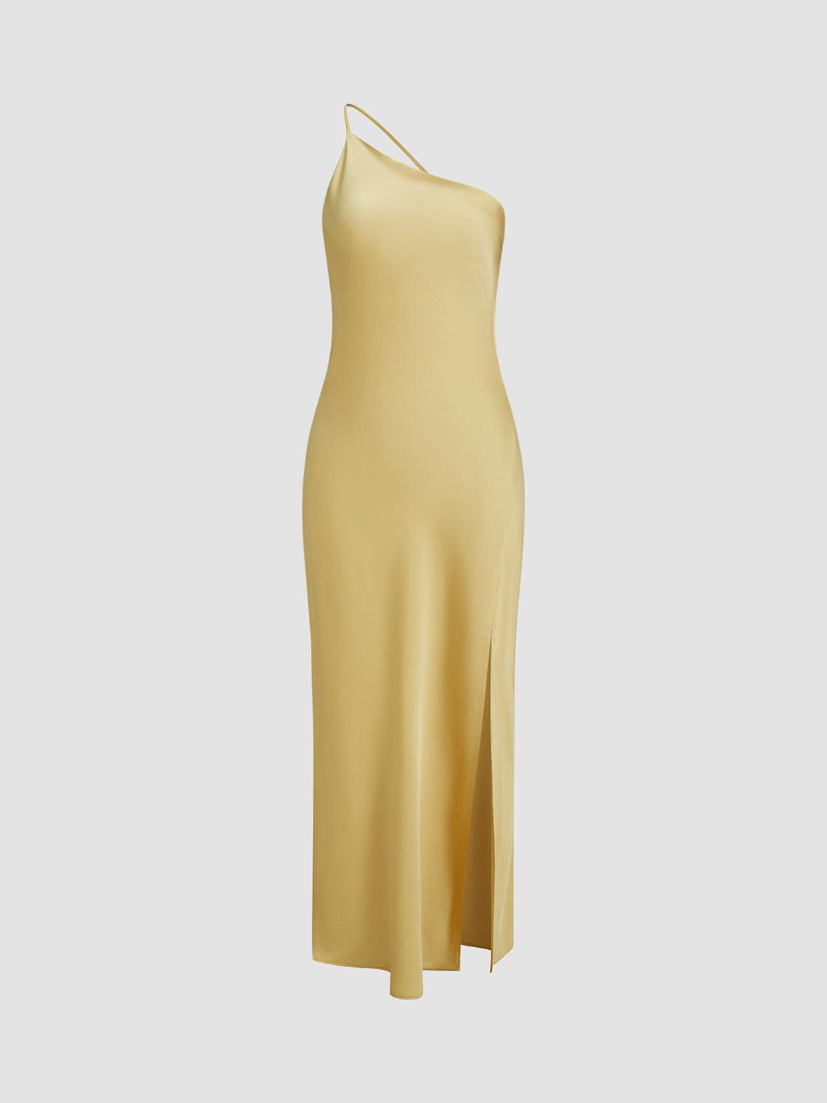 One Shoulder Satin Maxi Dress