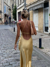 One Shoulder Satin Maxi Dress