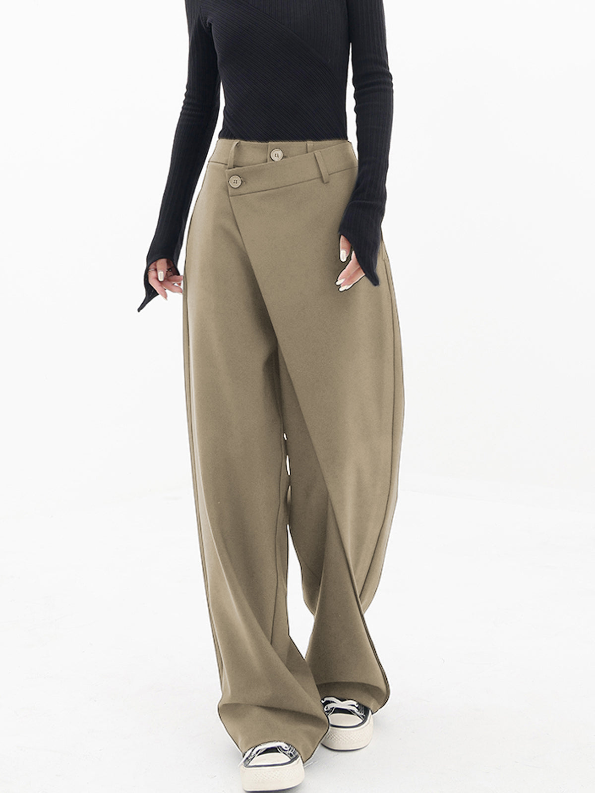 Asymmetrical Woven Trousers for Effortless Elegance