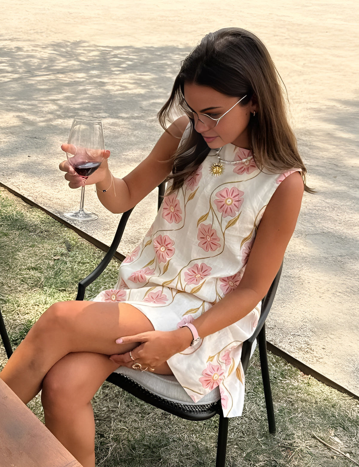 Romantic Print Sleeveless Short Dress-1