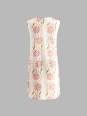 Romantic Print Sleeveless Short Dress-6