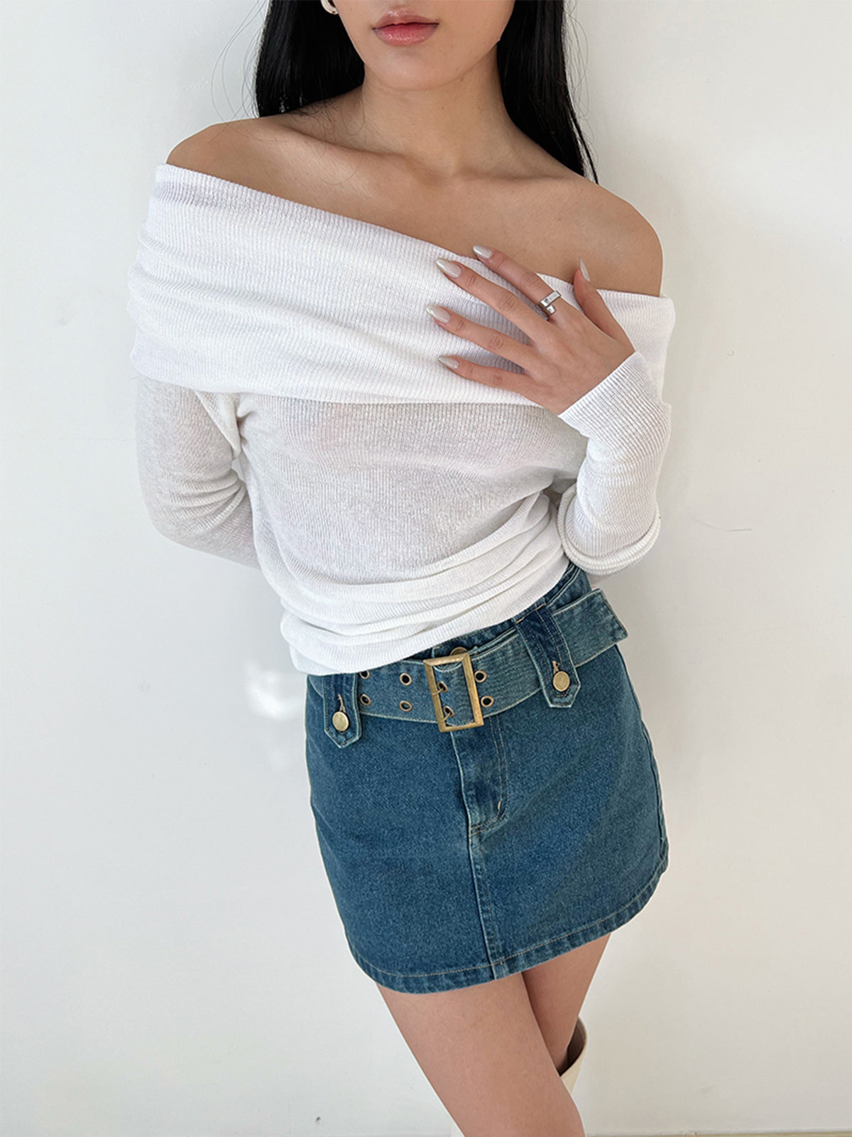 Backless Ribbed Long Sleeve Top