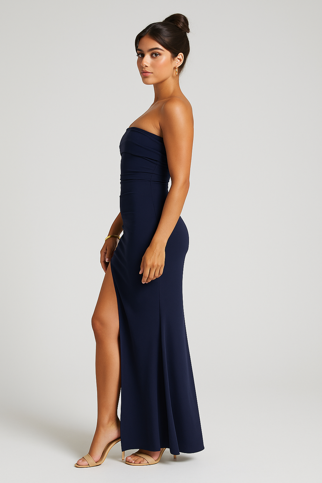 Strapless Draped Maxi Dress