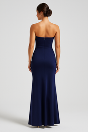 Strapless Draped Maxi Dress