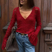 Cropped Knit Cardigan with Flared Sleeves