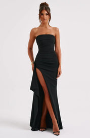 Strapless Draped Maxi Dress