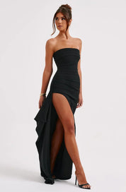 Strapless Draped Maxi Dress