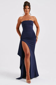 Strapless Draped Maxi Dress